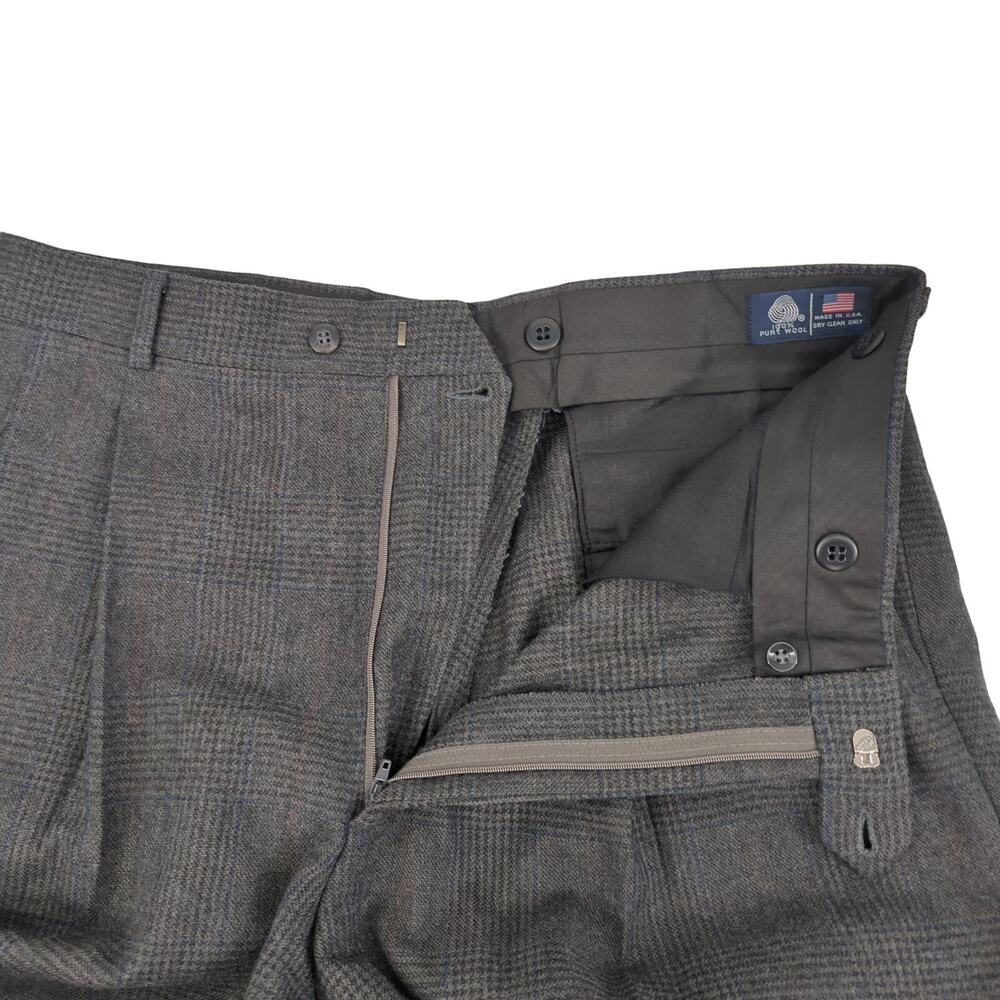 EUC Landon's Pleated Gray Wool Dress Pants Mens 35.5 x 28.5 Pockets Dry Clean - Picture 9 of 11